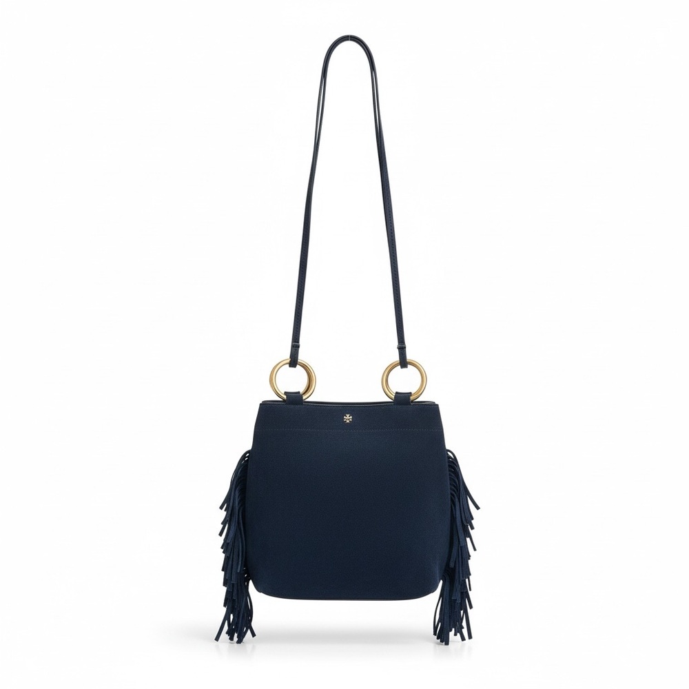 Tory Burch Suede Fringe Ring Tote – Navy | EUC Festival Ready - Picture 15 of 17